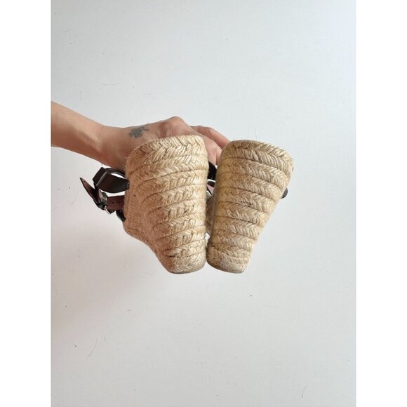 MARC BY MARC JACOBS Striped Grosgrain Leather Espadrille Wedge Sandals, Size 38 - Picture 10 of 15